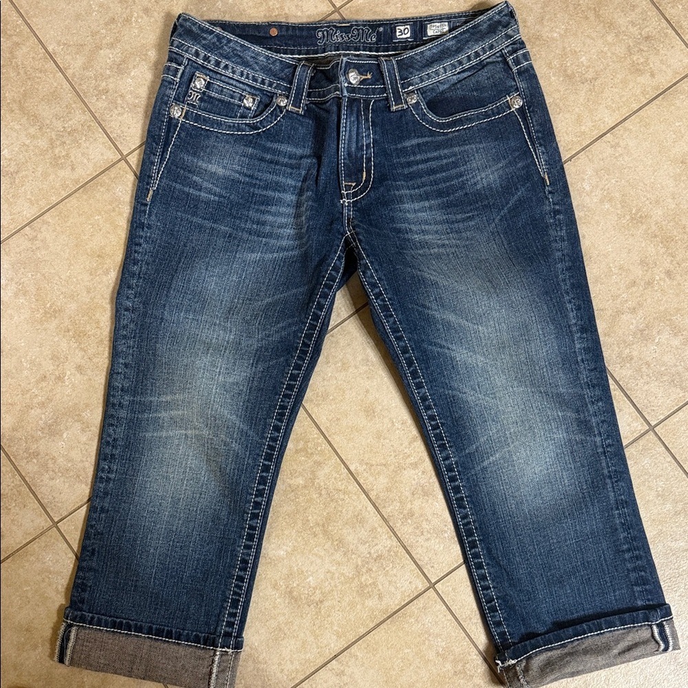 Miss Me Dark Blue Ankle Jeans